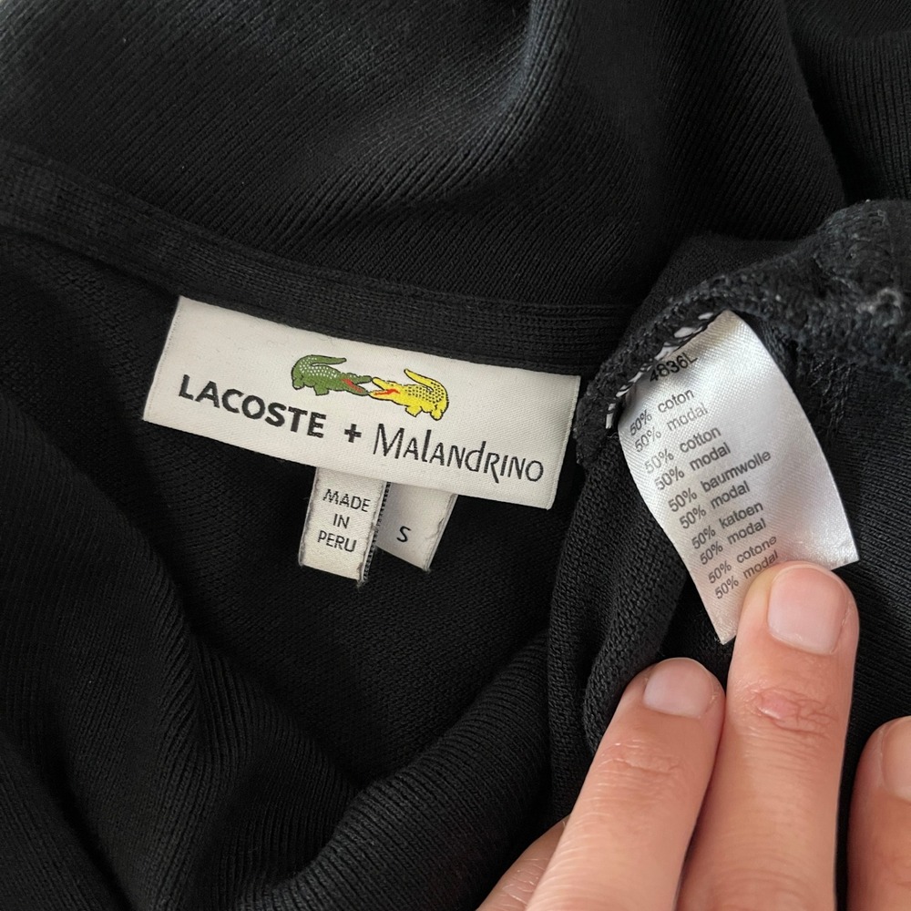 Lacoste + Malandrino Womens Black Cotton Modal Button Shoulder Tunic Dress S - Picture 5 of 8